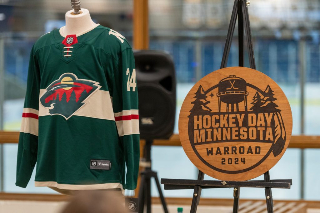 Hockey Day Minnesota 2024 Warroad Logo Presentation